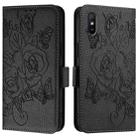 For Redmi 9A / 9i / 9AT Embossed Rose RFID Anti-theft Leather Phone Case(Black) - 2