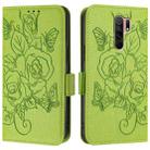 For Redmi 9 / 9 Prime India Embossed Rose RFID Anti-theft Leather Phone Case(Green) - 2