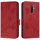 For Redmi 9 / 9 Prime India Embossed Rose RFID Anti-theft Leather Phone Case(Red) - 2