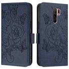 For Redmi 9 / 9 Prime India Embossed Rose RFID Anti-theft Leather Phone Case(Dark Blue) - 2