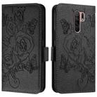 For Redmi 9 / 9 Prime India Embossed Rose RFID Anti-theft Leather Phone Case(Black) - 2