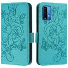 For Redmi 9 Power / 9T / Xiaomi Poco M3 Embossed Rose RFID Anti-theft Leather Phone Case(Light Blue) - 2