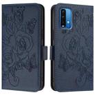 For Redmi 9 Power / 9T / Xiaomi Poco M3 Embossed Rose RFID Anti-theft Leather Phone Case(Dark Blue) - 2