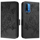 For Redmi 9 Power / 9T / Xiaomi Poco M3 Embossed Rose RFID Anti-theft Leather Phone Case(Black) - 2