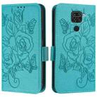 For Redmi 10X 4G / Note 9 4G Global Embossed Rose RFID Anti-theft Leather Phone Case(Light Blue) - 2