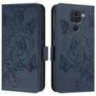 For Redmi 10X 4G / Note 9 4G Global Embossed Rose RFID Anti-theft Leather Phone Case(Dark Blue) - 2