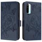 For Redmi Note 8 Embossed Rose RFID Anti-theft Leather Phone Case(Dark Blue) - 2