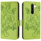 For Redmi Note 8 Pro Embossed Rose RFID Anti-theft Leather Phone Case(Green) - 2