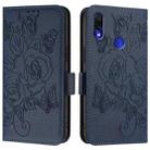 For Redmi Note 7 / 7 Pro / 7S Embossed Rose RFID Anti-theft Leather Phone Case(Dark Blue) - 2