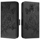 For Redmi Note 9 Pro 4G / 9S 4G / 9 Pro Max Embossed Rose RFID Anti-theft Leather Phone Case(Black) - 2