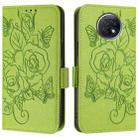 For Redmi Note 9T Global Embossed Rose RFID Anti-theft Leather Phone Case(Green) - 2