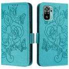 For Redmi Note 10 4G / Note 10S 4G Embossed Rose RFID Anti-theft Leather Phone Case(Light Blue) - 2