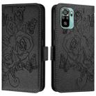 For Redmi Note 10 4G / Note 10S 4G Embossed Rose RFID Anti-theft Leather Phone Case(Black) - 2