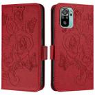 For Redmi Note 11 SE India / Xiaomi Poco M5s Embossed Rose RFID Anti-theft Leather Phone Case(Red) - 2