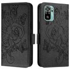 For Redmi Note 11 SE India / Xiaomi Poco M5s Embossed Rose RFID Anti-theft Leather Phone Case(Black) - 2