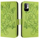 For Redmi Note 10 5G / Note 10T 5G Embossed Rose RFID Anti-theft Leather Phone Case(Green) - 2