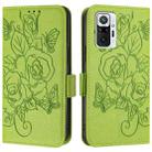 For Redmi Note 10 Pro 4G / Note 10 Pro Max Embossed Rose RFID Anti-theft Leather Phone Case(Green) - 2