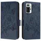 For Redmi Note 10 Pro 4G / Note 10 Pro Max Embossed Rose RFID Anti-theft Leather Phone Case(Dark Blue) - 2