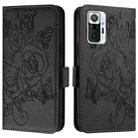 For Redmi Note 10 Pro 4G / Note 10 Pro Max Embossed Rose RFID Anti-theft Leather Phone Case(Black) - 2