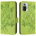 For Redmi Note 10 Pro India Embossed Rose RFID Anti-theft Leather Phone Case(Green) - 2