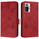 For Redmi Note 10 Pro India Embossed Rose RFID Anti-theft Leather Phone Case(Red) - 2