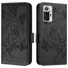 For Redmi Note 10 Pro India Embossed Rose RFID Anti-theft Leather Phone Case(Black) - 2