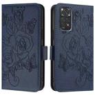 For Redmi Note 11S 5G / Xiaomi Poco M4 Pro 5G Embossed Rose RFID Anti-theft Leather Phone Case(Dark Blue) - 2