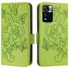 For Redmi Note 11 Pro 5G / 4G / Global Embossed Rose RFID Anti-theft Leather Phone Case(Green) - 2