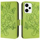 For Redmi Note 11T Pro+ / Note 12T Pro / K50i Embossed Rose RFID Anti-theft Leather Phone Case(Green) - 2