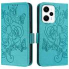 For Redmi Note 11T Pro+ / Note 12T Pro / K50i Embossed Rose RFID Anti-theft Leather Phone Case(Light Blue) - 2