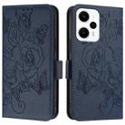 For Redmi Note 11T Pro+ / Note 12T Pro / K50i Embossed Rose RFID Anti-theft Leather Phone Case(Dark Blue) - 2