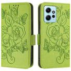 For Redmi Note 12 4G Global Embossed Rose RFID Anti-theft Leather Phone Case(Green) - 2