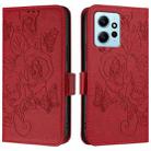 For Redmi Note 12 4G Global Embossed Rose RFID Anti-theft Leather Phone Case(Red) - 2