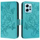 For Redmi Note 12 4G Global Embossed Rose RFID Anti-theft Leather Phone Case(Light Blue) - 2