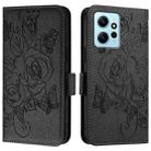 For Redmi Note 12 4G Global Embossed Rose RFID Anti-theft Leather Phone Case(Black) - 2