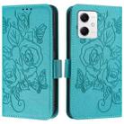 For Redmi Note 12 5G India / Xiaomi Poco X5 Embossed Rose RFID Anti-theft Leather Phone Case(Light Blue) - 2