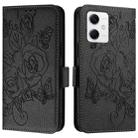 For Redmi Note 12 5G India / Xiaomi Poco X5 Embossed Rose RFID Anti-theft Leather Phone Case(Black) - 2