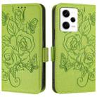 For Redmi Note 12 Pro Speed / Note 12 Pro 5G Embossed Rose RFID Anti-theft Leather Phone Case(Green) - 2