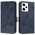 For Redmi Note 12 Pro Speed / Note 12 Pro 5G Embossed Rose RFID Anti-theft Leather Phone Case(Dark Blue) - 2