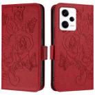 For Redmi Note 12 Explorer Embossed Rose RFID Anti-theft Leather Phone Case(Red) - 2