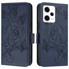 For Redmi Note 12 Explorer Embossed Rose RFID Anti-theft Leather Phone Case(Dark Blue) - 2