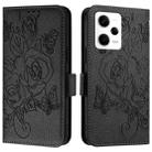 For Redmi Note 12 Pro+ 5G India Embossed Rose RFID Anti-theft Leather Phone Case(Black) - 2