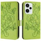 For Redmi Note 12 Turbo 5G / Xiaomi Poco F5 Embossed Rose RFID Anti-theft Leather Phone Case(Green) - 2