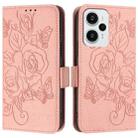 For Redmi Note 12 Turbo 5G / Xiaomi Poco F5 Embossed Rose RFID Anti-theft Leather Phone Case(Pink) - 2