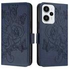 For Redmi Note 12 Turbo 5G / Xiaomi Poco F5 Embossed Rose RFID Anti-theft Leather Phone Case(Dark Blue) - 2
