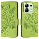 For Redmi Note 13 4G Global Embossed Rose RFID Anti-theft Leather Phone Case(Green) - 2