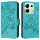 For Redmi Note 13 4G Global Embossed Rose RFID Anti-theft Leather Phone Case(Light Blue) - 2