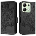 For Redmi Note 13 4G Global Embossed Rose RFID Anti-theft Leather Phone Case(Black) - 2