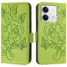 For Redmi Note 13 5G Global Embossed Rose RFID Anti-theft Leather Phone Case(Green) - 2