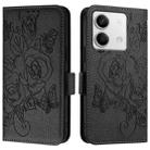 For Redmi Note 13 5G Global Embossed Rose RFID Anti-theft Leather Phone Case(Black) - 2